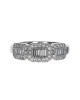 Three Station Square Halo Diamond Ring in White Gold